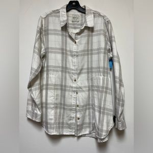 Jachs Girlfirend men’s white gray striped button down shirt M L37-2
